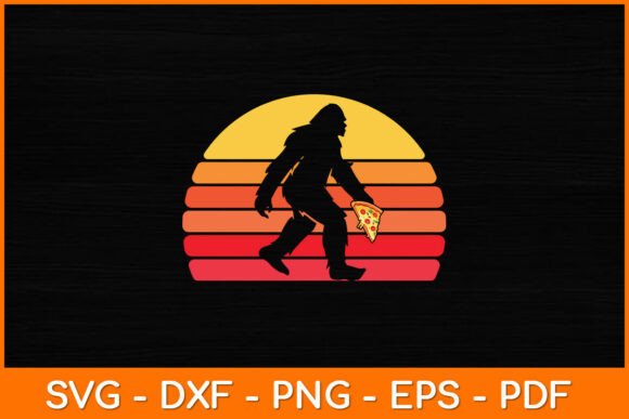 Bigfoot Eating Pizza Retro Vintage Svg