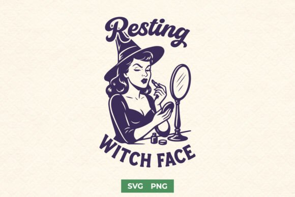 Resting Witch Face SVG Retro Witch PNG Review